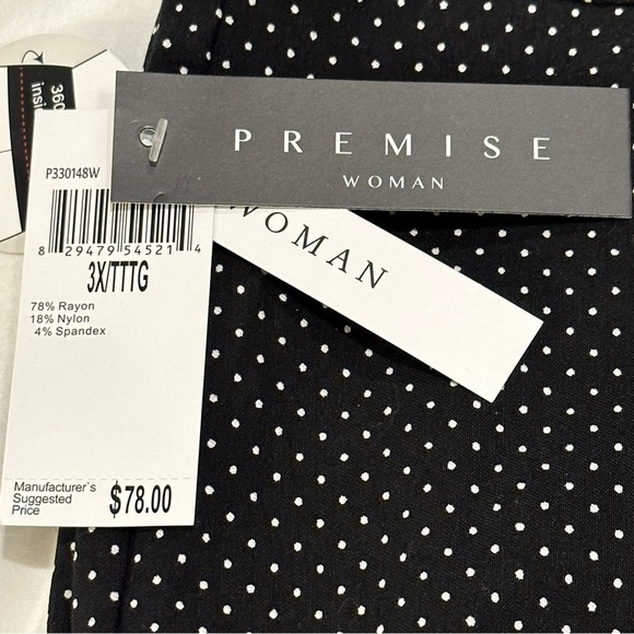 Premise Woman Polka Dot Ankle Pants Plus Size 3X Black Pull-On Tummy Control NWT - Picture 4 of 15